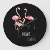 Flamingos, die fabelhaftes lustiges große wanduhr (Vorderseite)