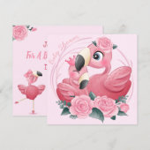 Flamingos Dusche Einladung (Vorne/Hinten)