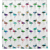 Flamingos farbenfrohes, weißes Muster Duschvorhang (Vorderseite)