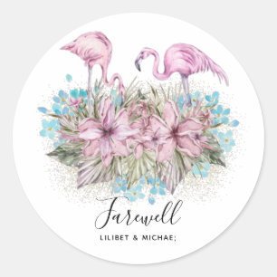 Flamingos Farewell Goodbye Bon Voyage Gift Friends Runder Aufkleber