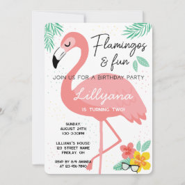 Flamingos & Fun Tropical Geburtstagsparty, jedes A Einladung
