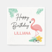 Flamingos & Fun Tropical Glückwunsch zum Geburtsta Serviette (Vorderseite)