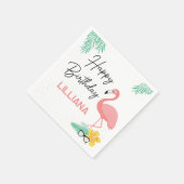 Flamingos & Fun Tropical Glückwunsch zum Geburtsta Serviette (Ecke)