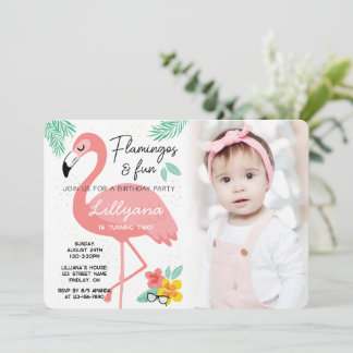 Flamingos & Fun Tropical zum Geburtstag Foto, jede Einladung