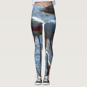 Flamingos Fütternd Zeit Akryllische Malerei Leggings