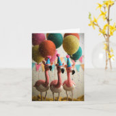Flamingos-Geburtstagskarte mit Balloons Karte (Gelbe Blume)