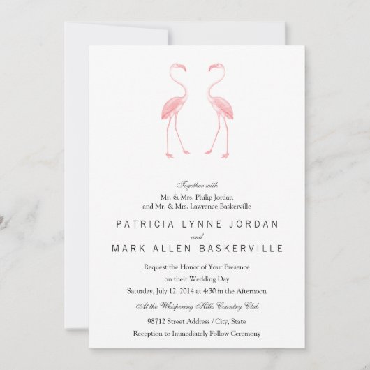 Flamingos gegenüber einladung (Vorderseite)