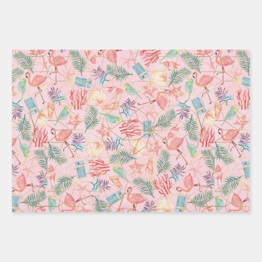 Flamingos Geschenkpapier Set (Vorderseite 3)