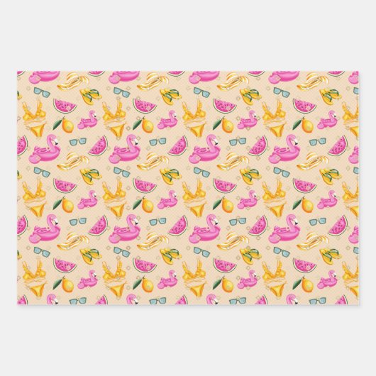 Flamingos Geschenkpapier Set (Vorderseite)