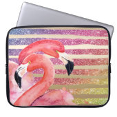 Flamingos Glitzer Goldmedaille Laptopschutzhülle (Vorderseite)