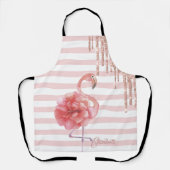 Flamingos, Glitzer, Tropfen, Streifen Schürze (Vorderseite)