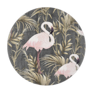 Flamingos & Gold: Rosa tropische Eleganz. Schneidebrett