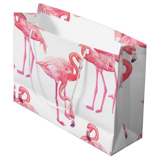 Flamingos Große Geschenktüte (Vorderseite Schrägansicht)