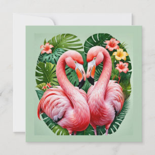 Flamingos Hälse rosa Herz tropische Liebe Flamingo Einladung