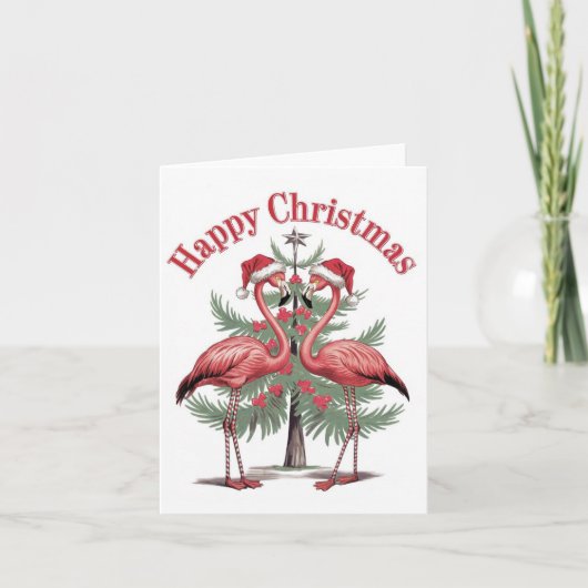 Flamingos Happy Christmas Sommer Karte (Vorderseite)