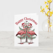 Flamingos Happy Christmas Sommer Karte (Gelbe Blume)