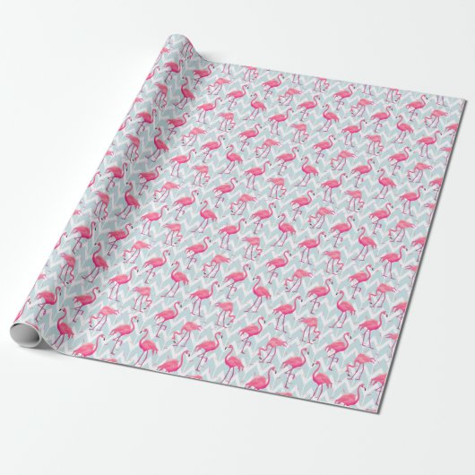 Flamingos Hellgrau: Vintage Tropical. Geschenkpapier (Ungerollt)