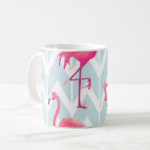 Flamingos Hellgrau: Vintage Tropical. Kaffeetasse (Vorderseite Links)