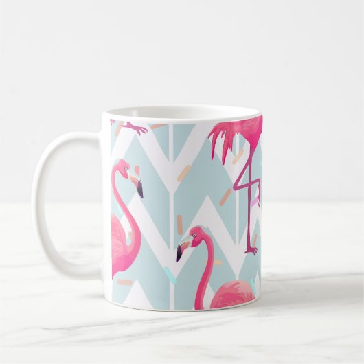 Flamingos Hellgrau: Vintage Tropical. Kaffeetasse (Links)