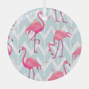 Flamingos Hellgrau: Vintage Tropical. Ornament Aus Glas