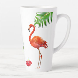 Flamingos, Hibiskus und Palmwedel Milchtasse