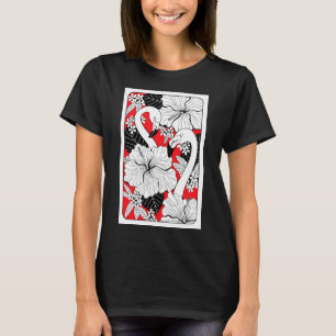 Flamingos, Hibiskus und tropische Blätter T-Shirt