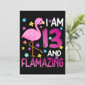 Flamingos |Ich bin 13. Phantastischer 13. Geburtst Save The Date (Stehend Vorderseite)