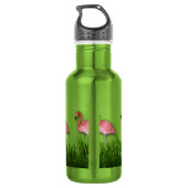 Flamingos im Gras Edelstahlflasche (Rückseite)