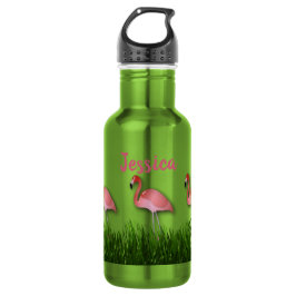 Flamingos im Gras Edelstahlflasche