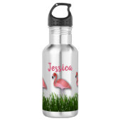 Flamingos im Gras Edelstahlflasche (Vorderseite)