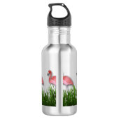 Flamingos im Gras Edelstahlflasche (Rückseite)