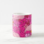 Flamingos im Hintergrund tropischer Blätter und f Kaffeetasse (Mittel)