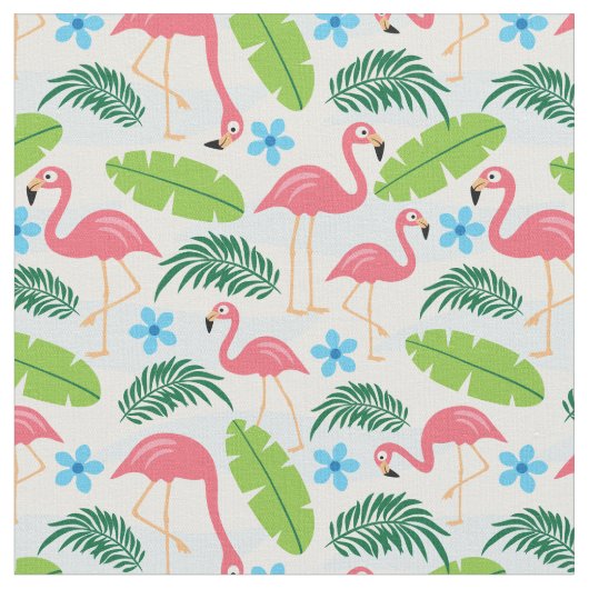 Flamingos im Paradies Fabric Stoff (Nahaufnahme)