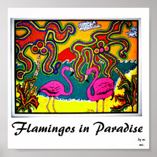 Flamingos im Paradies Poster