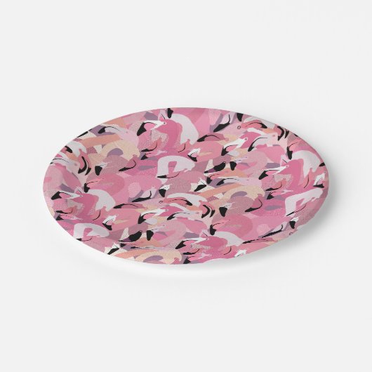 Flamingos im rosa PapierTeller (Schrägansicht)