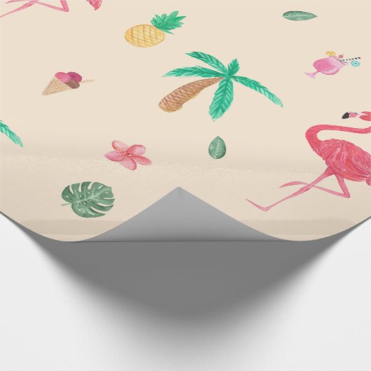 Flamingos im Sommer Geschenkpapier (Ecke)