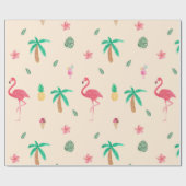 Flamingos im Sommer Geschenkpapier (Flach)