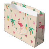 Flamingos im Sommer Große Geschenktüte (Rückseite Schrägansicht)