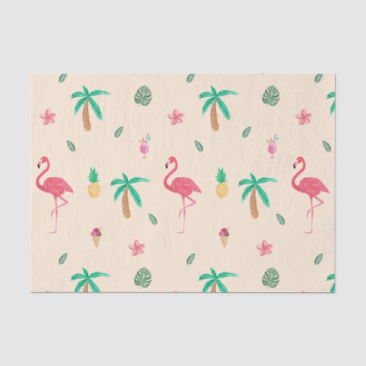 Flamingos im Sommer Seidenpapier (Vorderseite)