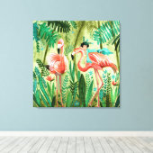Flamingo's im tropischen Dschungel-Galerie wickeln Leinwanddruck (Insitu (Holzboden))