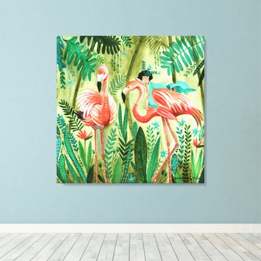 Flamingo's im tropischen Dschungel-Galerie wickeln Leinwanddruck (Insitu (Holzboden))