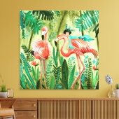 Flamingo's im tropischen Dschungel-Galerie wickeln Leinwanddruck (Insitu (Wohnzimmer))