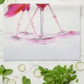 Flamingos im Wein Handtuch (Gefaltet)