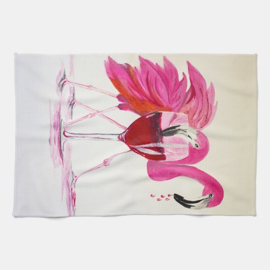 Flamingos im Wein Handtuch (Horizontal)