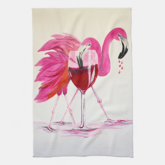 Flamingos im Wein Handtuch (Vertikal)
