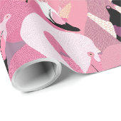 Flamingos in der rosa Geschenk-Verpackung Geschenkpapier (Rolleneckpunkt)