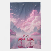 Flamingos in einer Traumwelt Geschirrtuch (Vertikal)