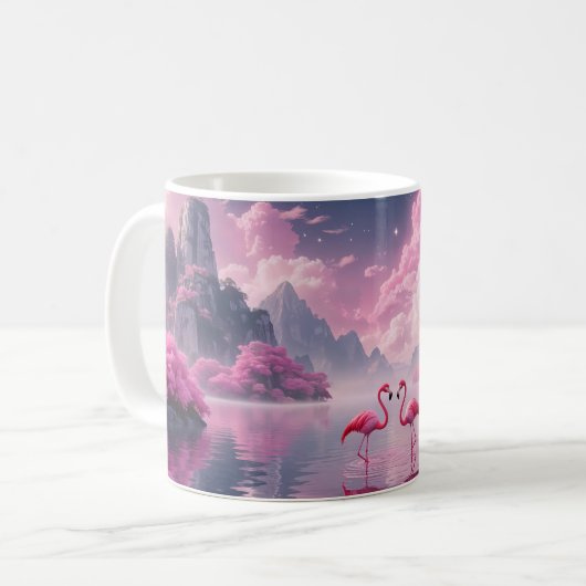 Flamingos in einer Traumwelt Kaffeetasse (Vorderseite Links)