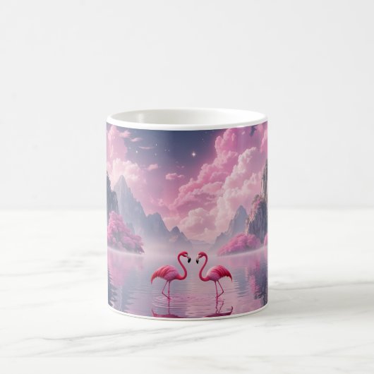Flamingos in einer Traumwelt Kaffeetasse (Mittel)