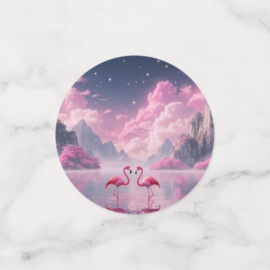 Flamingos in einer Traumwelt Konfetti (Klein Vorderseite)